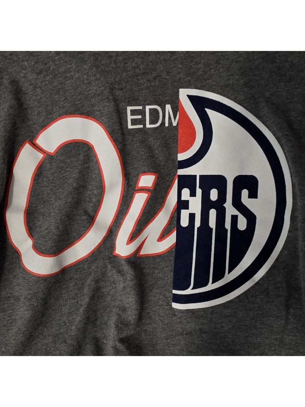 Men's Mitchell & Ness Gray Edmonton Oilers Short Sleeve Tee L